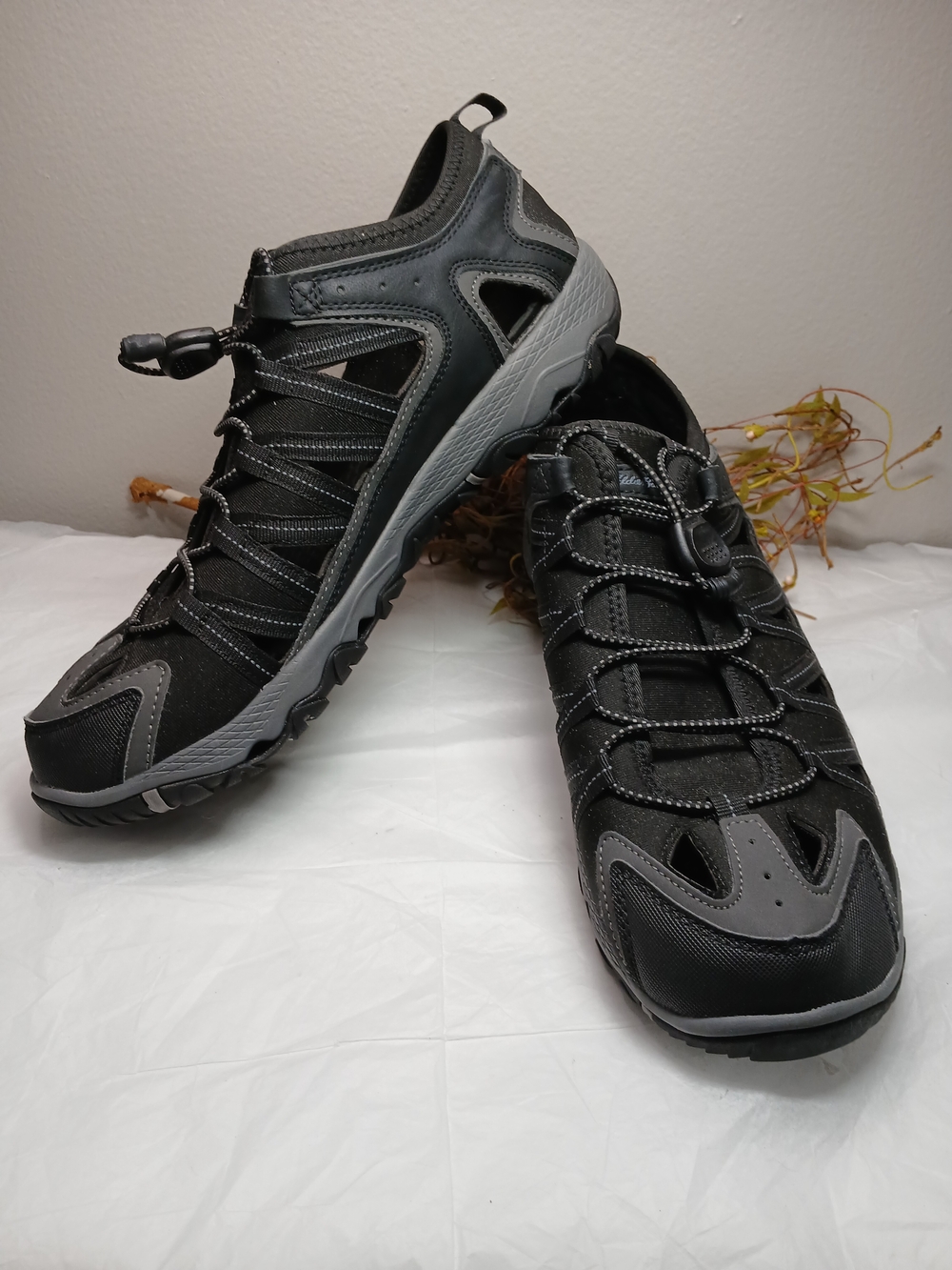 Eddie Bauer Black and Gray Men's Outdoor Sandal-Sneakers
